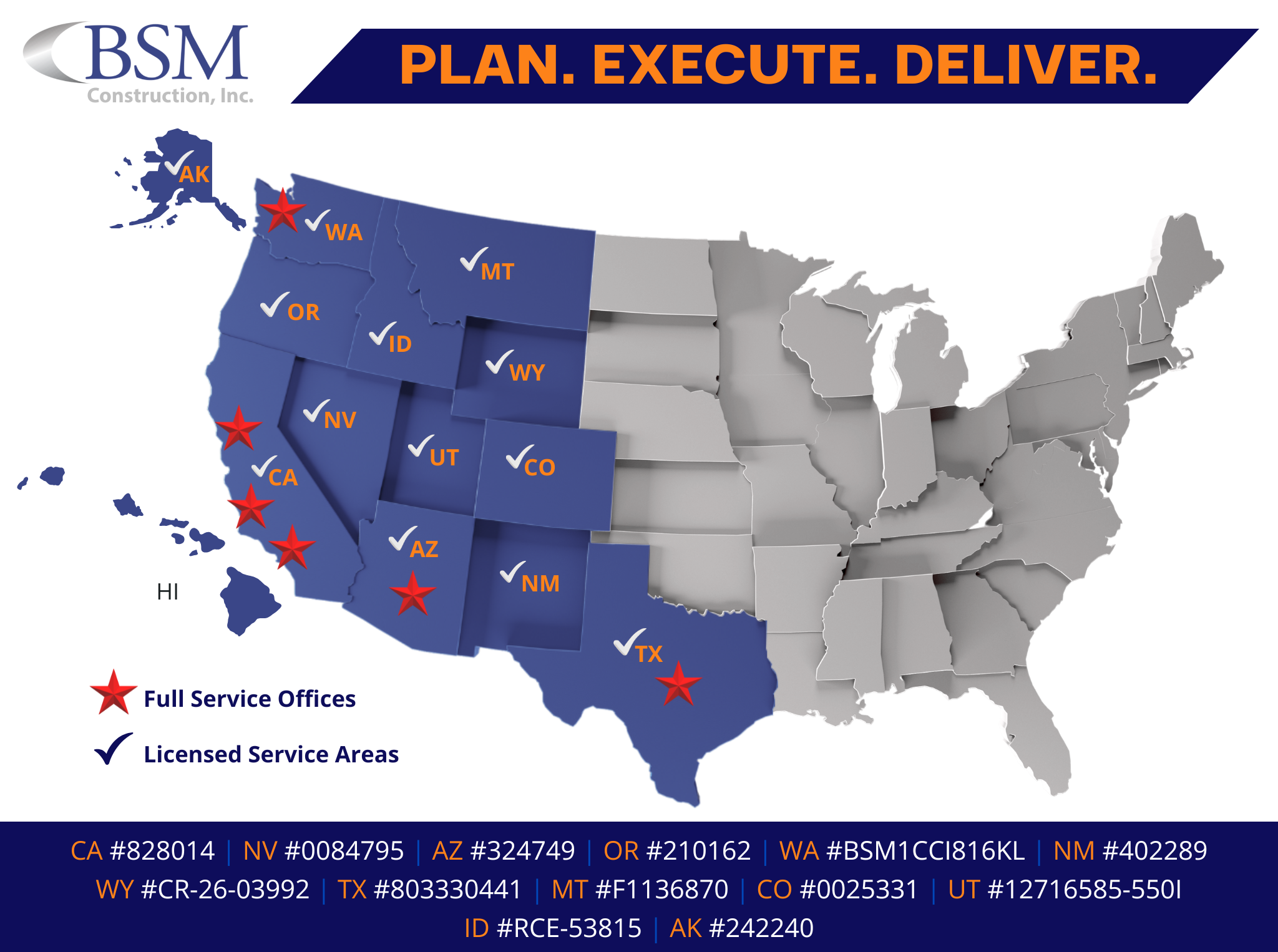 BSM Construction General Contractor License Map
